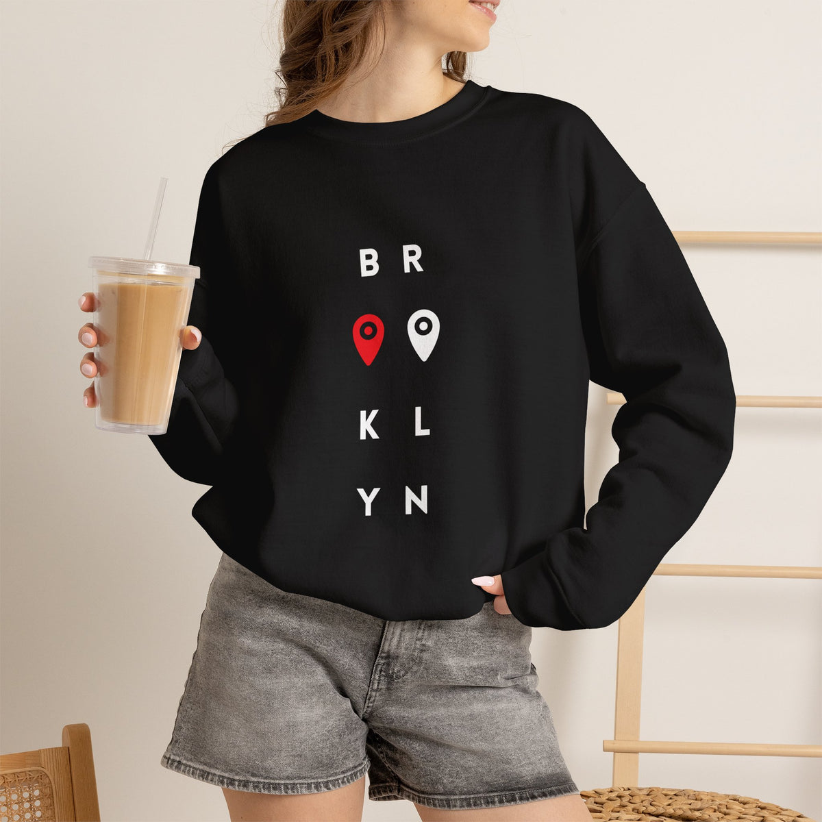 Luxe Crewneck Sweatshirt— Brooklyn with Pin Location