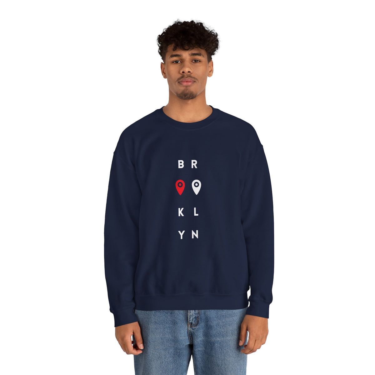 Luxe Crewneck Sweatshirt— Brooklyn with Pin Location