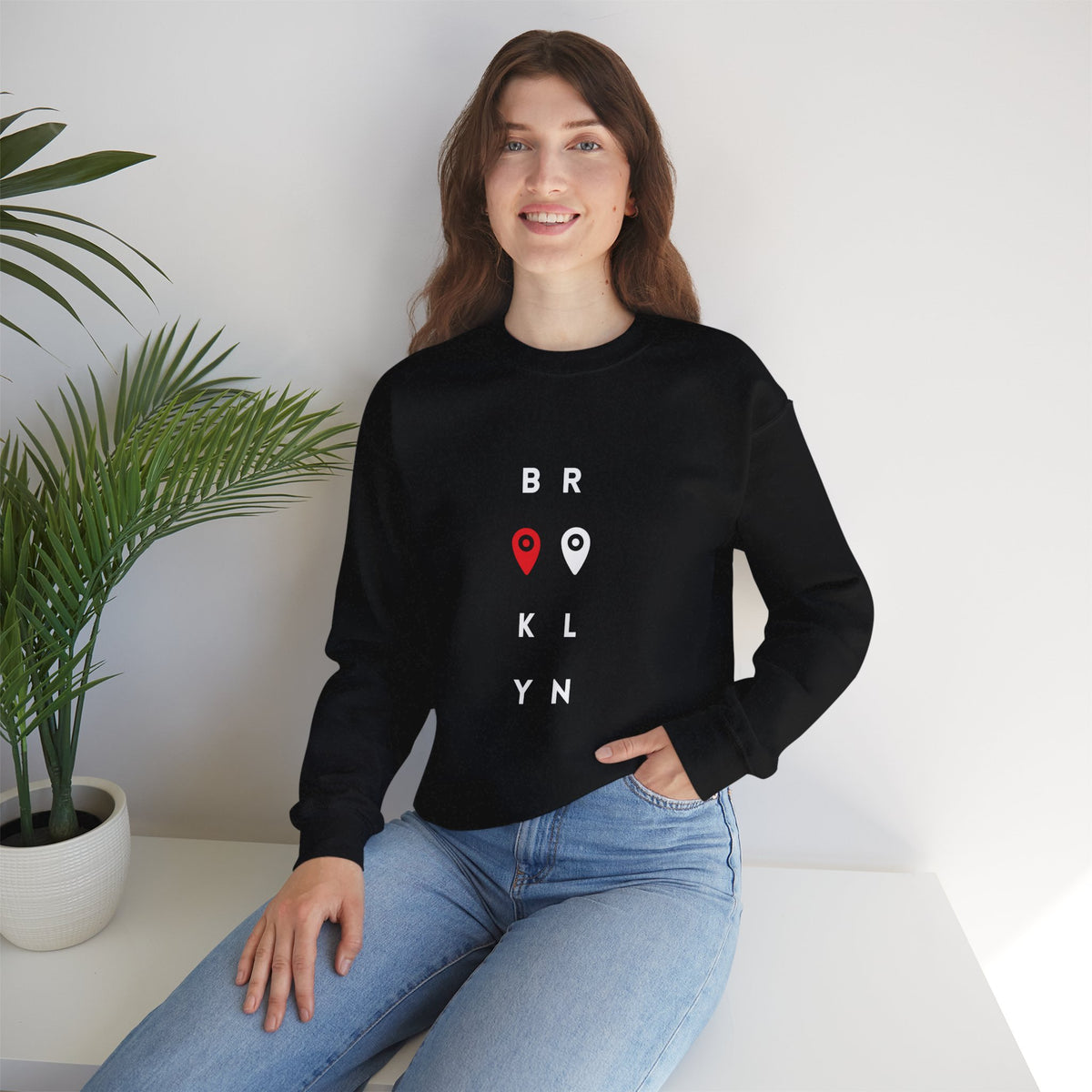 Luxe Crewneck Sweatshirt— Brooklyn with Pin Location