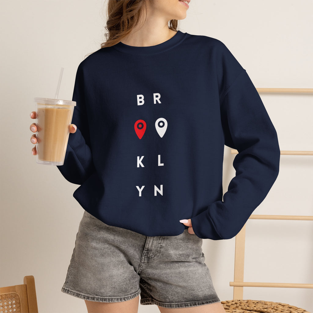 Luxe Crewneck Sweatshirt— Brooklyn with Pin Location