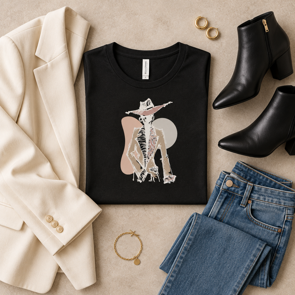 Women's Black Luxe Tee Lifestyle Mockup